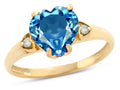 Star K Heart Shaped 8mm Genuine Blue Topaz Engagement Promise Wedding Ring