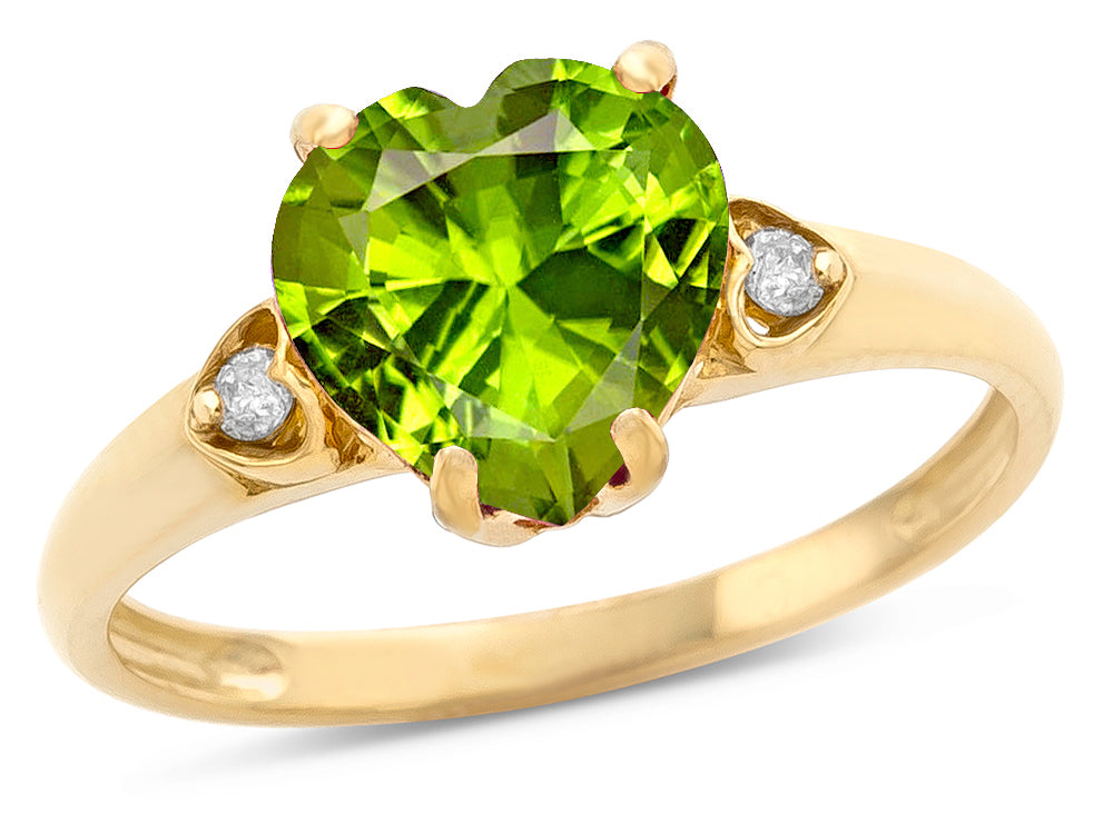 Star K Heart Shaped 8mm Genuine Peridot Engagement Promise Wedding Ring