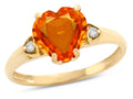 Star K Heart Shaped 8mm Simulated Orange Mexican Fire Opal Engagement Promise Wedding Ring