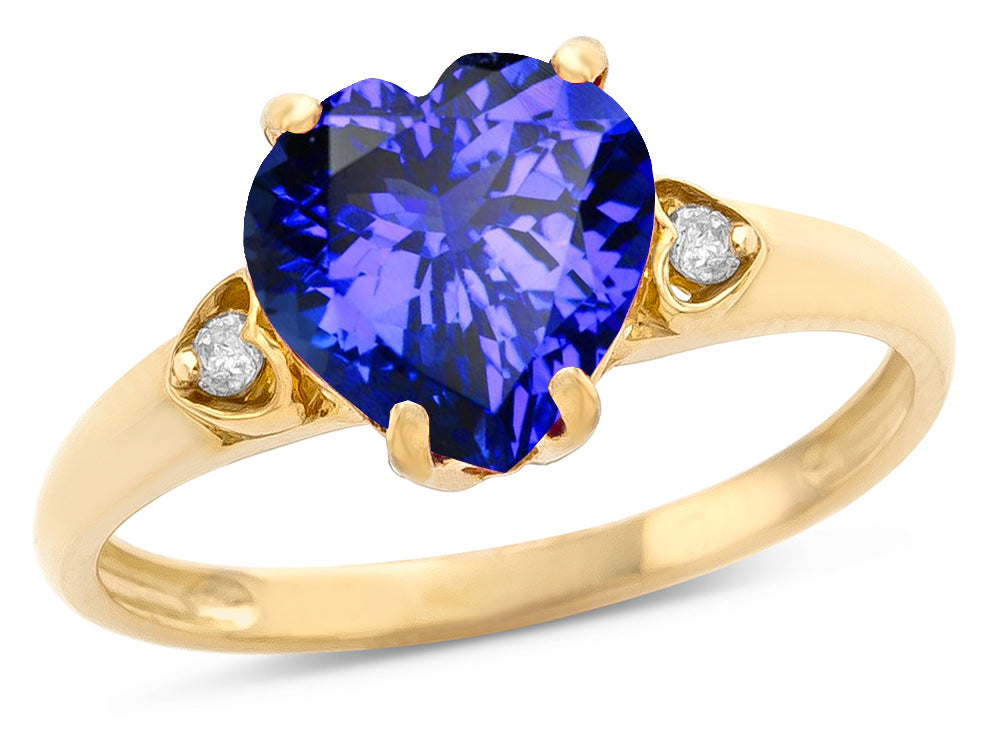 Star K Heart Shaped 8mm Simulated Tanzanite Engagement Promise Wedding Ring