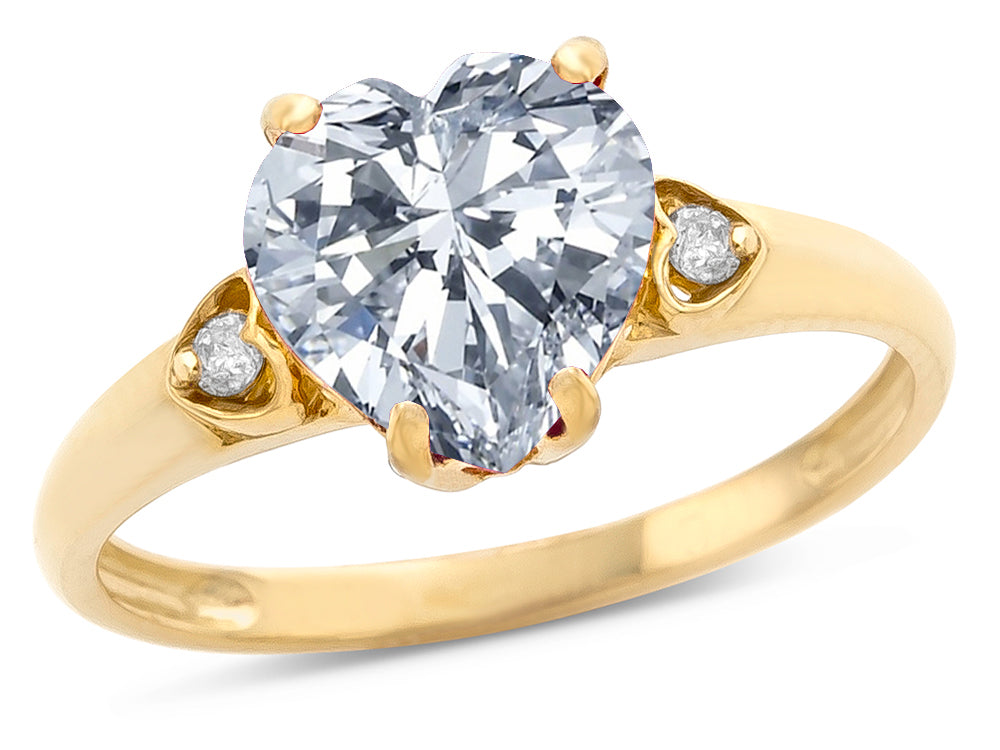 Star K Heart Shaped 8mm Genuine White Topaz Engagement Promise Wedding Ring
