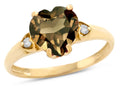 Star K Heart Shaped 8mm Genuine Smoky Quartz Engagement Promise Wedding Ring