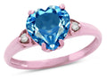Star K Heart Shaped 8mm Genuine Blue Topaz Engagement Promise Wedding Ring
