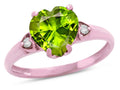 Star K Heart Shaped 8mm Genuine Peridot Engagement Promise Wedding Ring