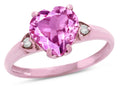 Star K Heart Shaped 8mm Created Pink Sapphire Engagement Promise Wedding Ring
