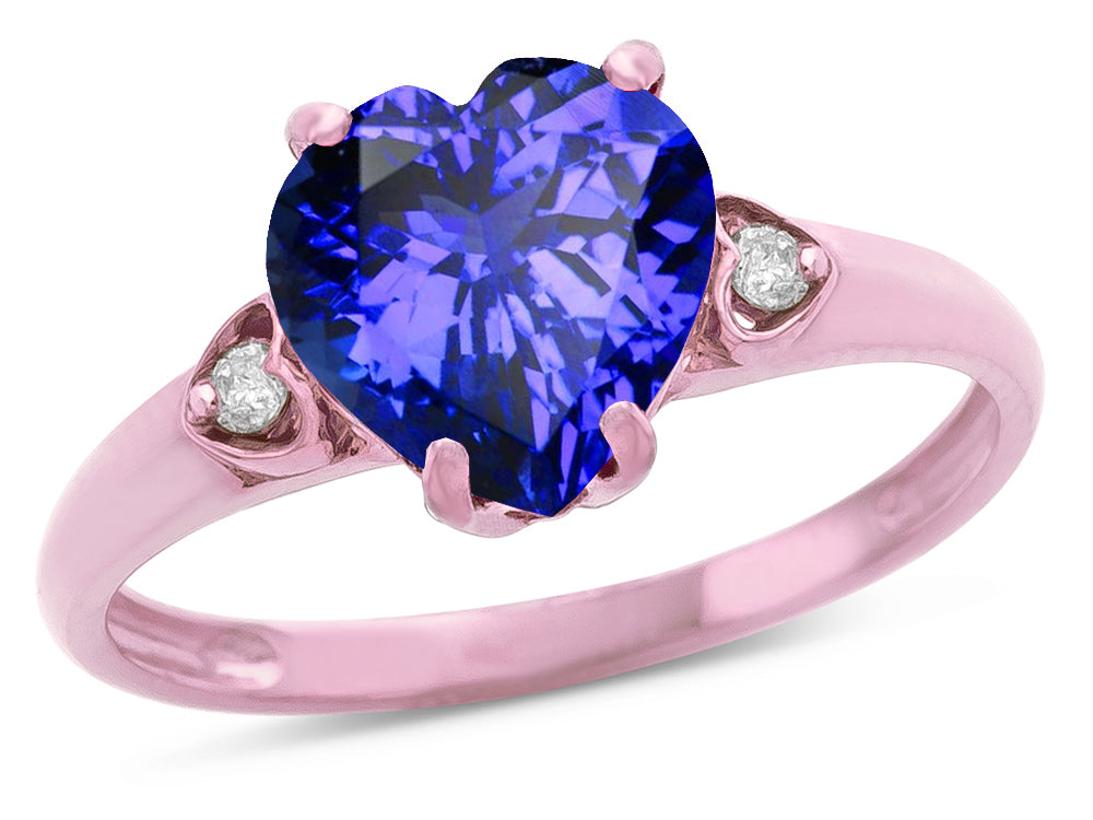 Star K Heart Shaped 8mm Simulated Tanzanite Engagement Promise Wedding Ring