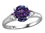 Star K Round 7mm Simulated Alexandrite Three 3 Stone Heart Engagement Promise Wedding Ring