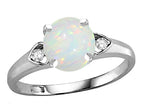 Star K Round 7mm Genuine Opal Three 3 Stone Heart Engagement Promise Wedding Ring