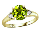 Star K Round 7mm Genuine Peridot Three 3 Stone Heart Engagement Promise Wedding Ring
