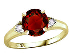 Star K Round 7mm Genuine Garnet Three 3 Stone Heart Engagement Promise Wedding Ring