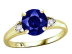 Star K Round 7mm Created Sapphire Three 3 Stone Heart Engagement Promise Wedding Ring