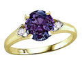 Star K Round 7mm Simulated Alexandrite Three 3 Stone Heart Engagement Promise Wedding Ring