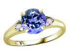 Star K Round 7mm Simulated Tanzanite Three 3 Stone Heart Engagement Promise Wedding Ring