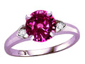 Star K Round 7mm Simulated Pink Tourmaline Three 3 Stone Heart Engagement Promise Wedding Ring