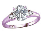 Star K Round 7mm White Topaz Three 3 Stone Heart Engagement Promise Wedding Ring