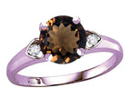 Star K Round 7mm Smoky Quartz Three 3 Stone Heart Engagement Promise Wedding Ring