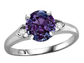 Star K Round 7mm Simulated Alexandrite Three 3 Stone Heart Engagement Promise Wedding Ring