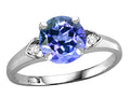 Star K Round 7mm Simulated Tanzanite Three 3 Stone Heart Engagement Promise Wedding Ring