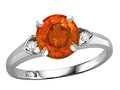 Star K Round 7mm Simulated Fire Opal Three 3 Stone Heart Engagement Promise Wedding Ring