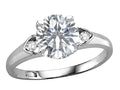 Star K Round 7mm White Topaz Three 3 Stone Heart Engagement Promise Wedding Ring