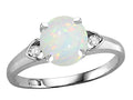 Star K Round 7mm Genuine Opal Three 3 Stone Heart Engagement Promise Wedding Ring