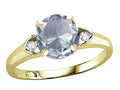 Star K Round 7mm Genuine Aquamarine Three 3 Stone Heart Engagement Promise Wedding Ring