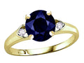 Star K Round 7mm Genuine Sapphire Three 3 Stone Heart Engagement Promise Wedding Ring