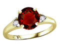 Star K Round 7mm Genuine Garnet Three 3 Stone Heart Engagement Promise Wedding Ring