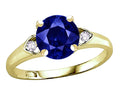 Star K Round 7mm Created Sapphire Three 3 Stone Heart Engagement Promise Wedding Ring