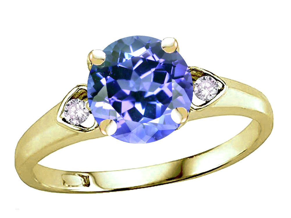 Star K Round 7mm Simulated Tanzanite Three 3 Stone Heart Engagement Promise Wedding Ring