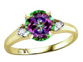 Star K Round 7mm Mystic Topaz Three 3 Stone Heart Engagement Promise Wedding Ring