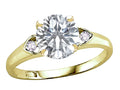 Star K Round 7mm White Topaz Three 3 Stone Heart Engagement Promise Wedding Ring