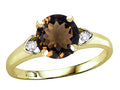 Star K Round 7mm Smoky Quartz Three 3 Stone Heart Engagement Promise Wedding Ring