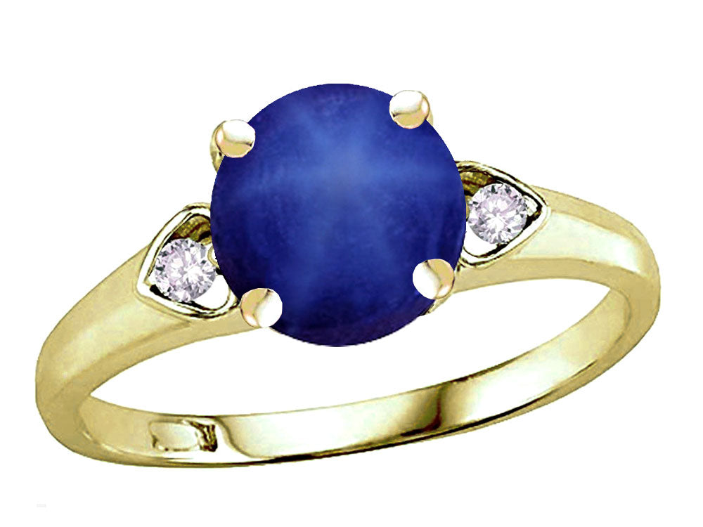 Star K Round 7mm Created Star Sapphire Three 3 Stone Heart Engagement Promise Wedding Ring