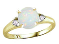 Star K Round 7mm Genuine Opal Three 3 Stone Heart Engagement Promise Wedding Ring