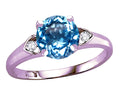 Star K Round 7mm Genuine Blue Topaz Three 3 Stone Heart Engagement Promise Wedding Ring