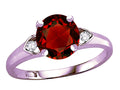 Star K Round 7mm Genuine Garnet Three 3 Stone Heart Engagement Promise Wedding Ring