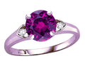Star K Round 7mm Genuine Rhodolite Three 3 Stone Heart Engagement Promise Wedding Ring