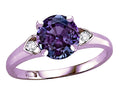 Star K Round 7mm Simulated Alexandrite Three 3 Stone Heart Engagement Promise Wedding Ring