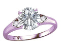 Star K Round 7mm White Topaz Three 3 Stone Heart Engagement Promise Wedding Ring