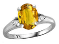 Star K Oval 9x7 Genuine Citrine Three 3 Stone Heart Engagement Promise Wedding Ring