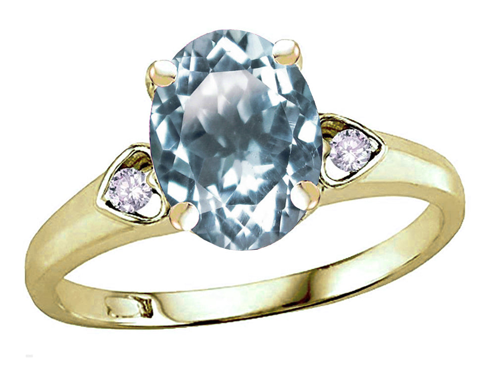 Star K Oval 9x7 Genuine Sky Blue Topaz Three 3 Stone Heart Engagement Promise Wedding Ring