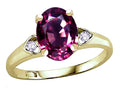 Star K Oval 9x7 Genuine Rhodolite Three 3 Stone Heart Engagement Promise Wedding Ring