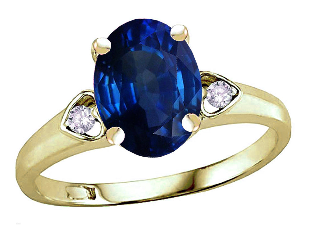 Star K Oval 9x7 Created Sapphire Three 3 Stone Heart Engagement Promise Wedding Ring