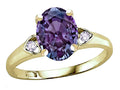 Star K Oval 9x7 Simulated Alexandrite Three 3 Stone Heart Engagement Promise Wedding Ring