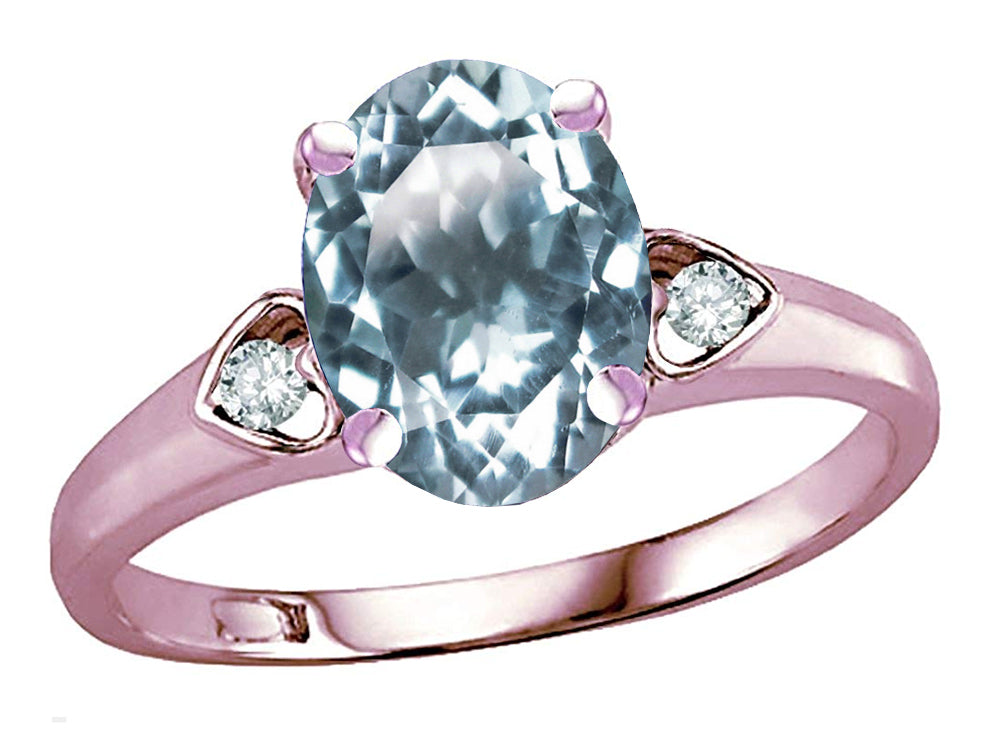 Star K Oval 9x7 Genuine Sky Blue Topaz Three 3 Stone Heart Engagement Promise Wedding Ring
