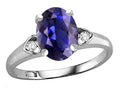 Star K Oval 9x7 Genuine Iolite Three 3 Stone Heart Engagement Promise Wedding Ring