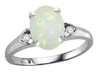 Star K Oval 9x7 Genuine Opal Three 3 Stone Heart Engagement Promise Wedding Ring