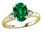 Star K Oval 9x7 Simulated Emerald Three 3 Stone Heart Engagement Promise Wedding Ring