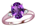 Star K Oval 9x7 Genuine Amethyst Three 3 Stone Heart Engagement Promise Wedding Ring